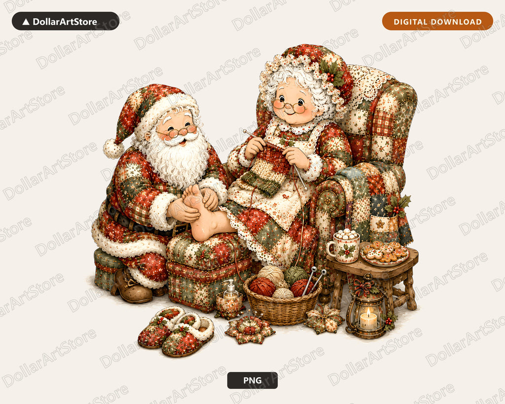 Santa Patchwork PNG, Vintage Christmas Sublimation Design, Holiday Shirt Print