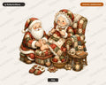 Santa Patchwork PNG, Vintage Christmas Sublimation Design, Holiday Shirt Print