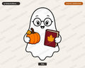 Bookish Ghost PNG, Autumn Fall Design, Sublimation Shirt Printable Download