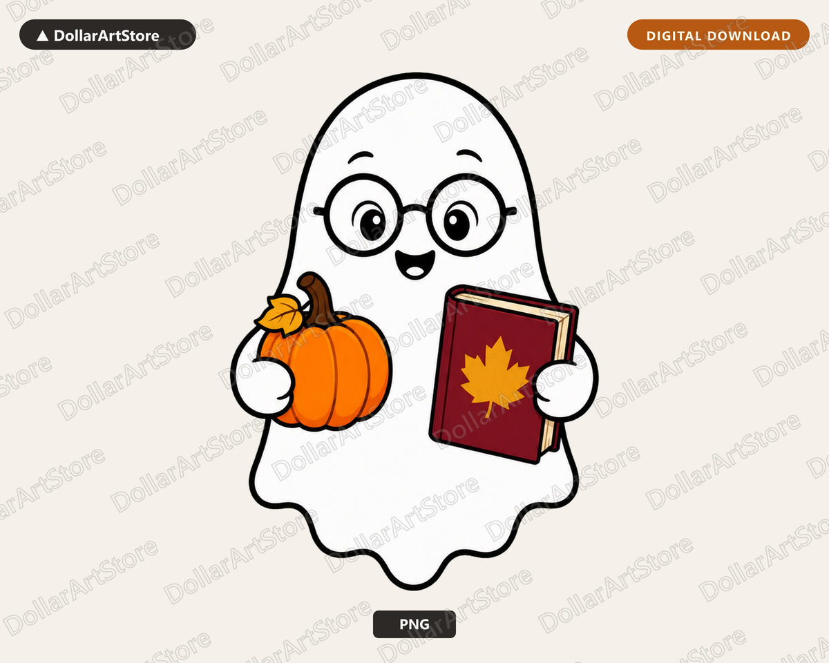 Bookish Ghost PNG, Autumn Fall Design, Sublimation Shirt Printable Download