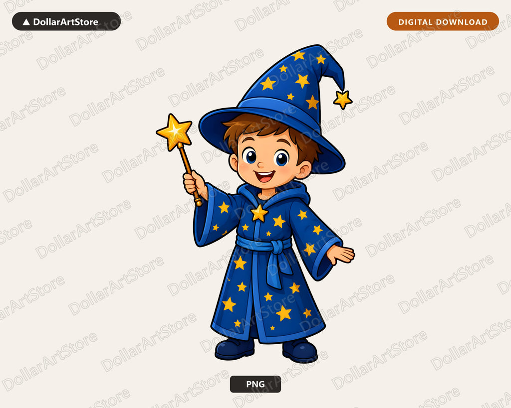 Cute Wizard Kid PNG, Sublimation Design, Shirt & Tumbler Digital Download