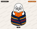 Bookish Ghost PNG, Cute Reading Character Design, Sublimation Digital Download