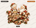 Santa Patchwork PNG, Mrs Claus Elves Christmas Sublimation Design Digital Download