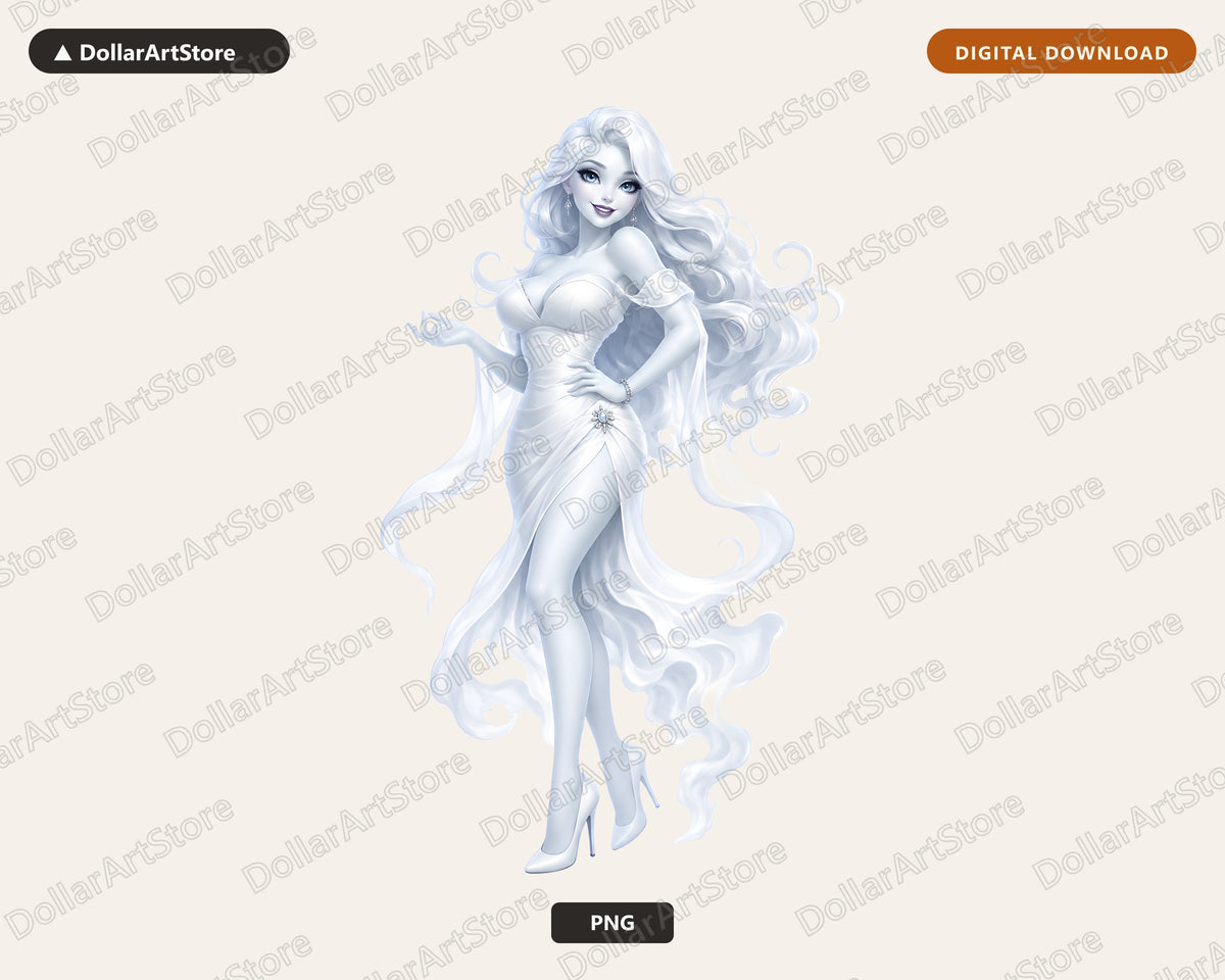 Elegant Ghost Girl PNG, Sublimation Design, Digital Download for Shirts