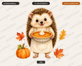 Cute Hedgehog Pumpkin Pie PNG, Fall Sublimation Design, Shirt Design Digital Download