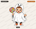 Cute Ghost Costume Kid PNG, Halloween Sublimation Design, Shirt Design Digital Download