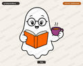 Bookish Ghost PNG, Sublimation Design, Reading Lover Shirt Design Digital Download