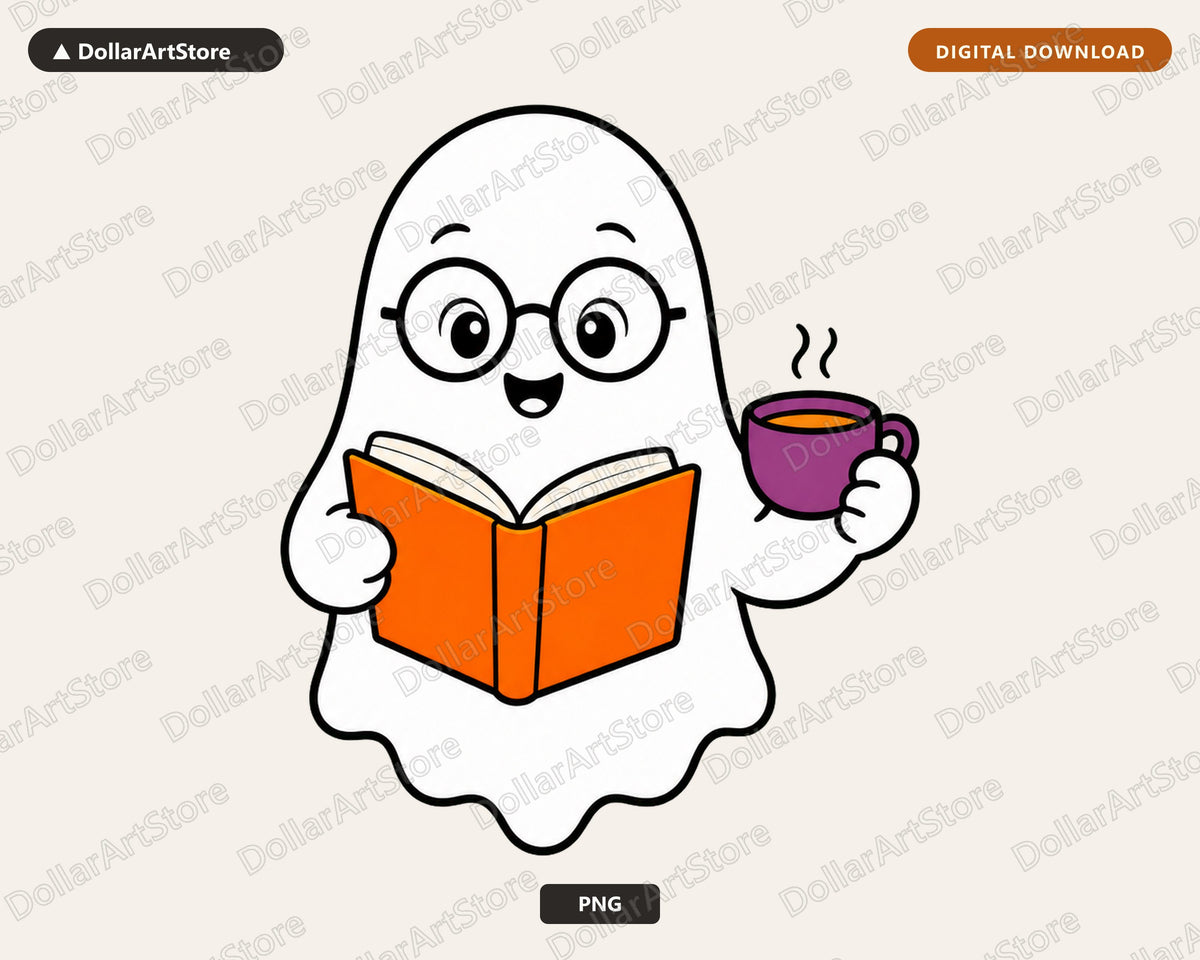 Bookish Ghost PNG, Sublimation Design, Reading Lover Shirt Design Digital Download