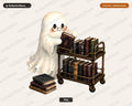 Bookish Ghost PNG Sublimation Design, Library Cart Shirt Print Digital Download