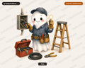 Electrician Ghost PNG, Cute Worker Character Sublimation Design Digital Download