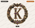 Letter K Halloween Monogram PNG, Luxury Gothic Design, Sublimation Download