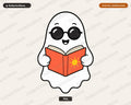 Bookish Ghost PNG, Cute Reading Character, Sublimation Design Digital Download