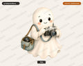 Cute Ghost PNG, Photographer Camera Design, Sublimation Shirt PNG