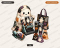 Cute Crafting Ghost PNG, Halloween Sublimation Design, Shirt Print Digital Download