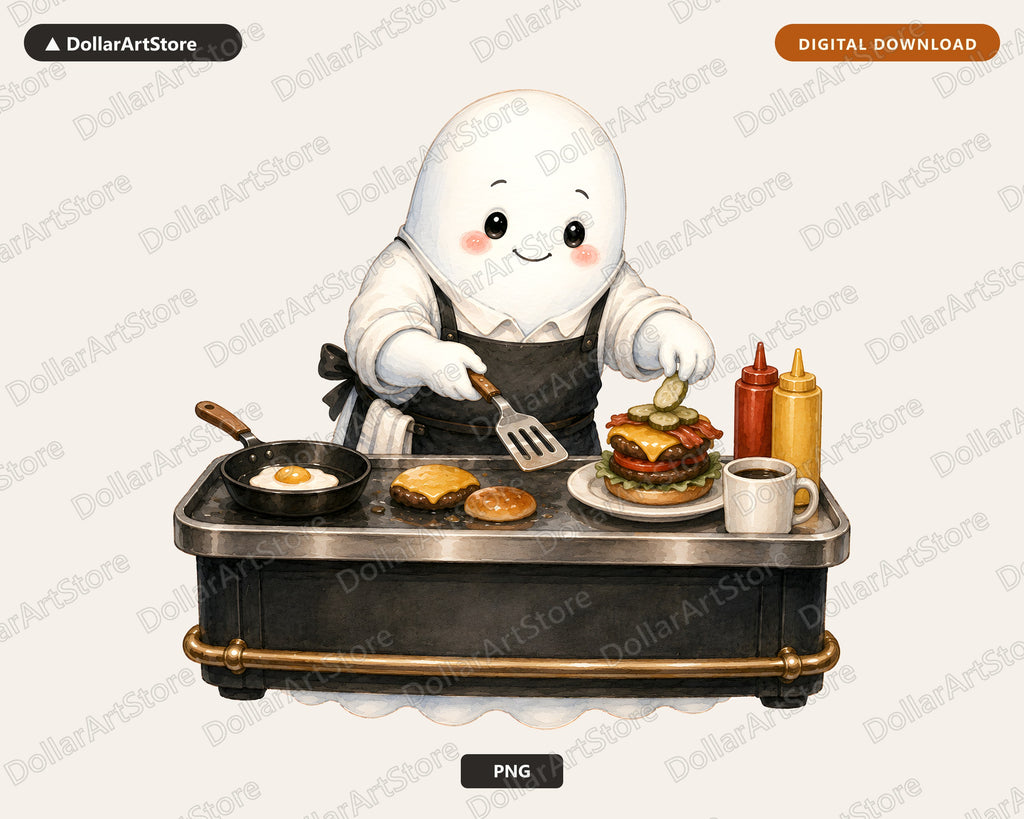 Cute Ghost Chef PNG, Sublimation Design, Kitchen Shirt Design Digital Download