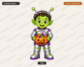 Cute Alien Trick-or-Treat Halloween PNG, Kids Costume Design, Digital Download
