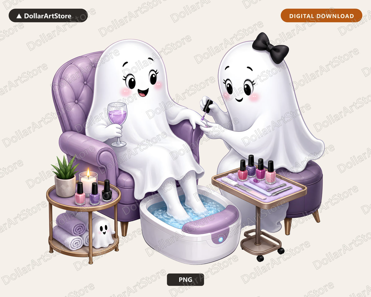 Cute Halloween Ghost Spa Day PNG, Sublimation Design, Shirt Tumbler Print