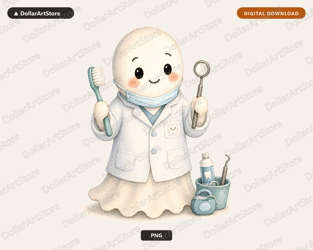 Dentist Ghost PNG Sublimation Design, Dental Shirt Design Digital Download