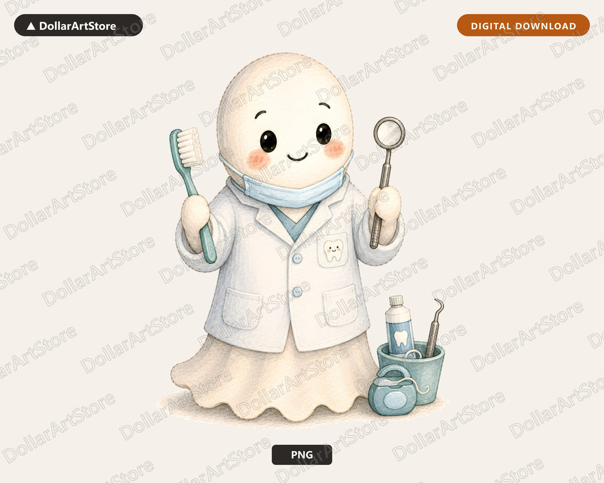 Dentist Ghost PNG Sublimation Design, Dental Shirt Design Digital Download