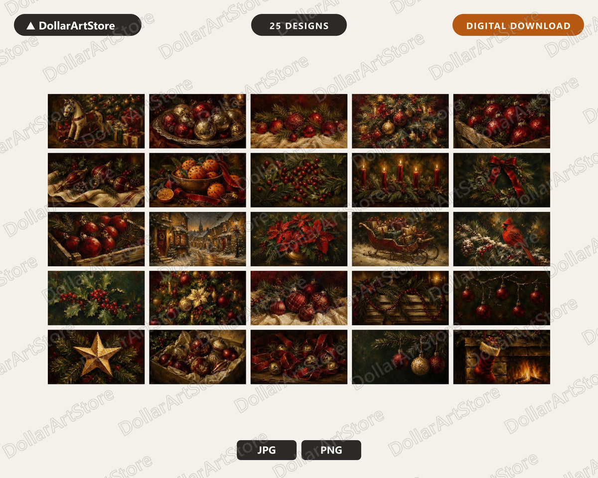 25 Cozy Holiday Frame TV Art Bundle, Christmas Scenery Samsung Frame TV 4K Digital Download