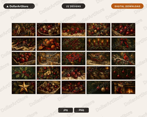 25 Cozy Holiday Frame TV Art Bundle, Christmas Scenery Samsung Frame TV 4K Digital Download