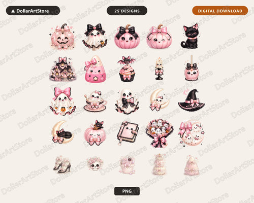 25 Coquette Halloween PNG Bundle, Sublimation Shirt Designs Digital Download