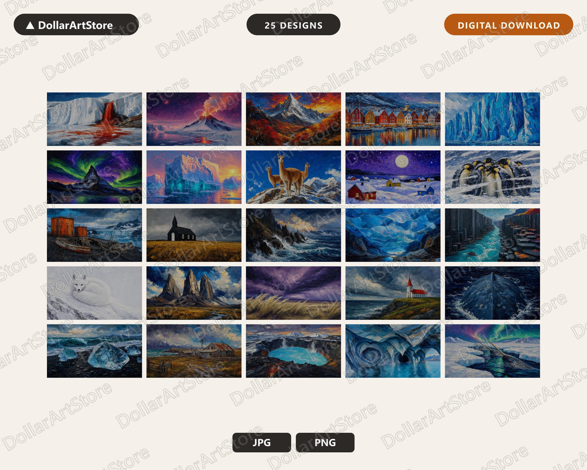 25 Cozy Arctic Scenery Frame TV Art Bundle, Samsung Frame TV 4K Digital Download