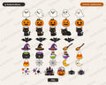 Halloween Clipart PNG Bundle, Cute Ghost Pumpkin Cat Witch Hat, Digital Download