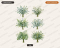 Greenery Bouquets Clipart PNG, Watercolor Botanical Clip Art, Digital Download