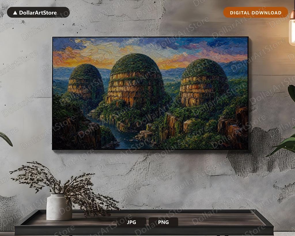 Cozy Textured Landscape Frame TV Art, Samsung Frame TV Digital Download, 4K Nature Scenery