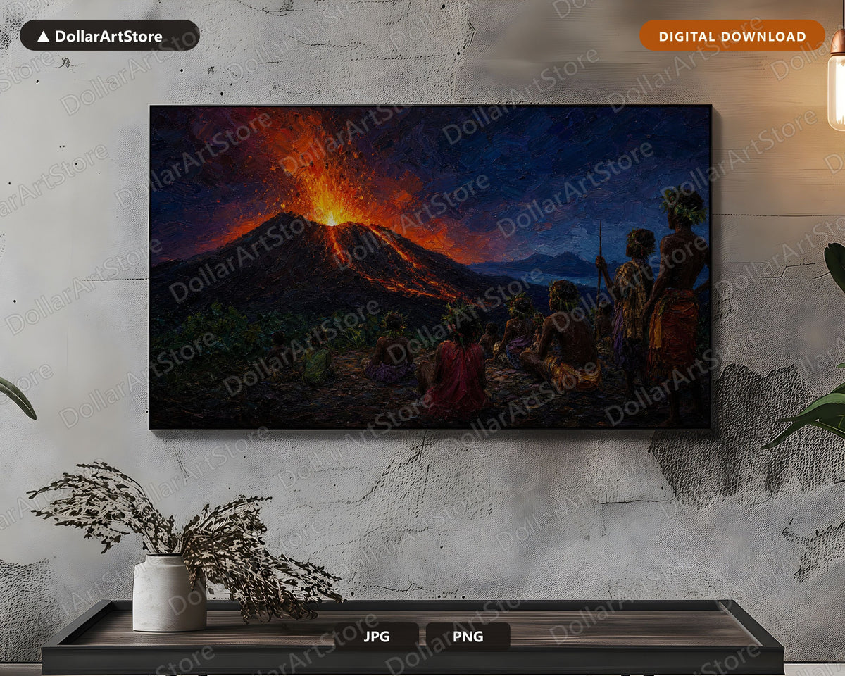 Volcanic Eruption Frame TV Art, Samsung Frame TV Digital Download, 4K Dark Scenery Screensaver