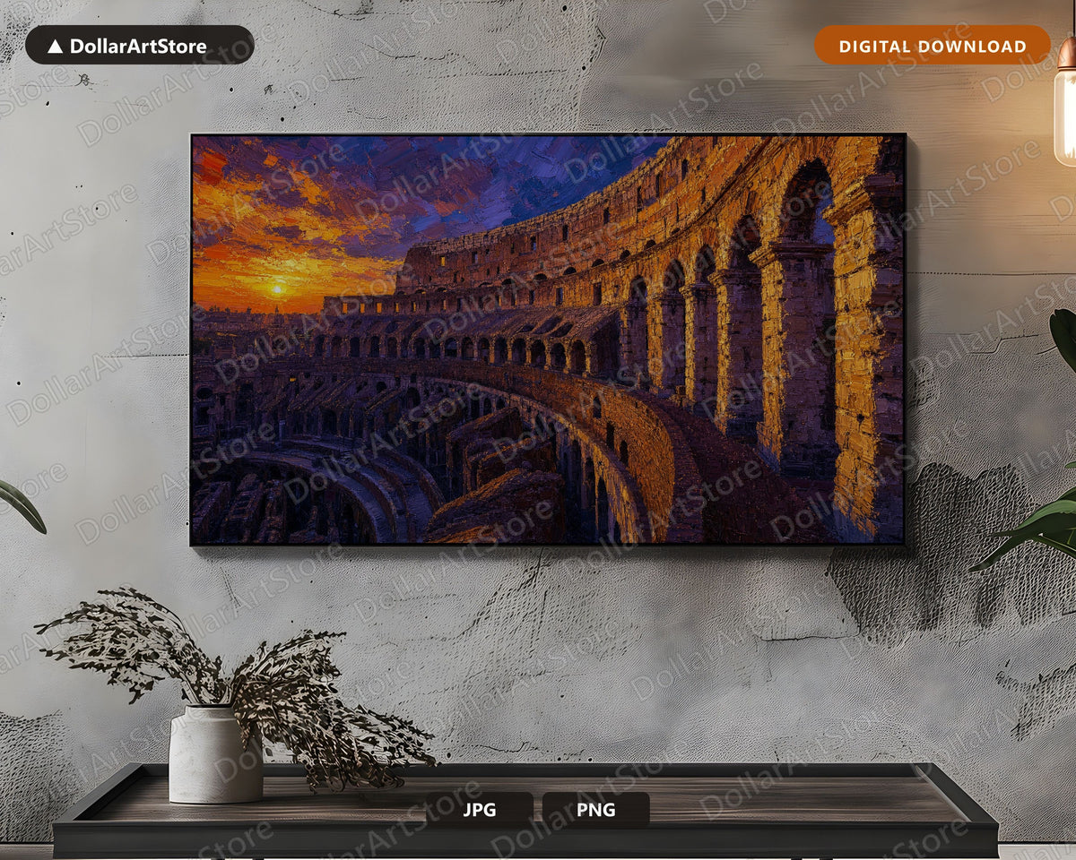 Scenic Roman Colosseum Dusk Samsung Frame TV Earthy 4K Art