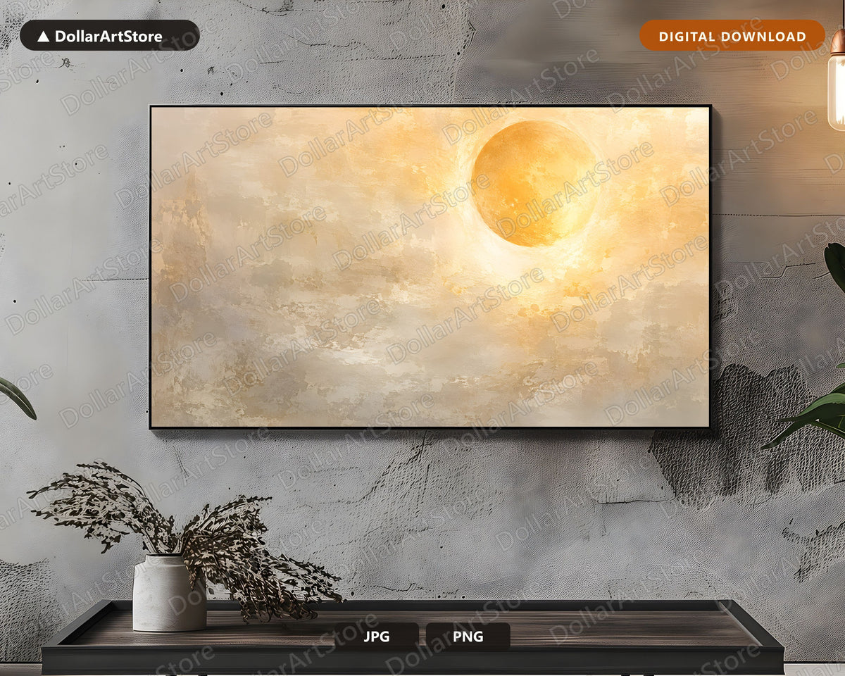 Neutral Halloween Moon Frame TV Art, 4K Samsung TV Digital Download