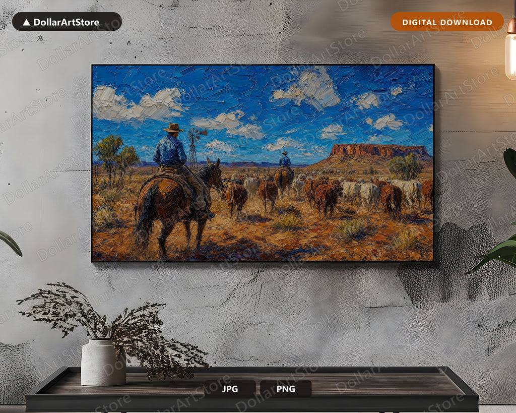 Cozy Outback Station Frame TV Art, Samsung Frame TV Digital Download, 4K Textured Landscape Screensaver