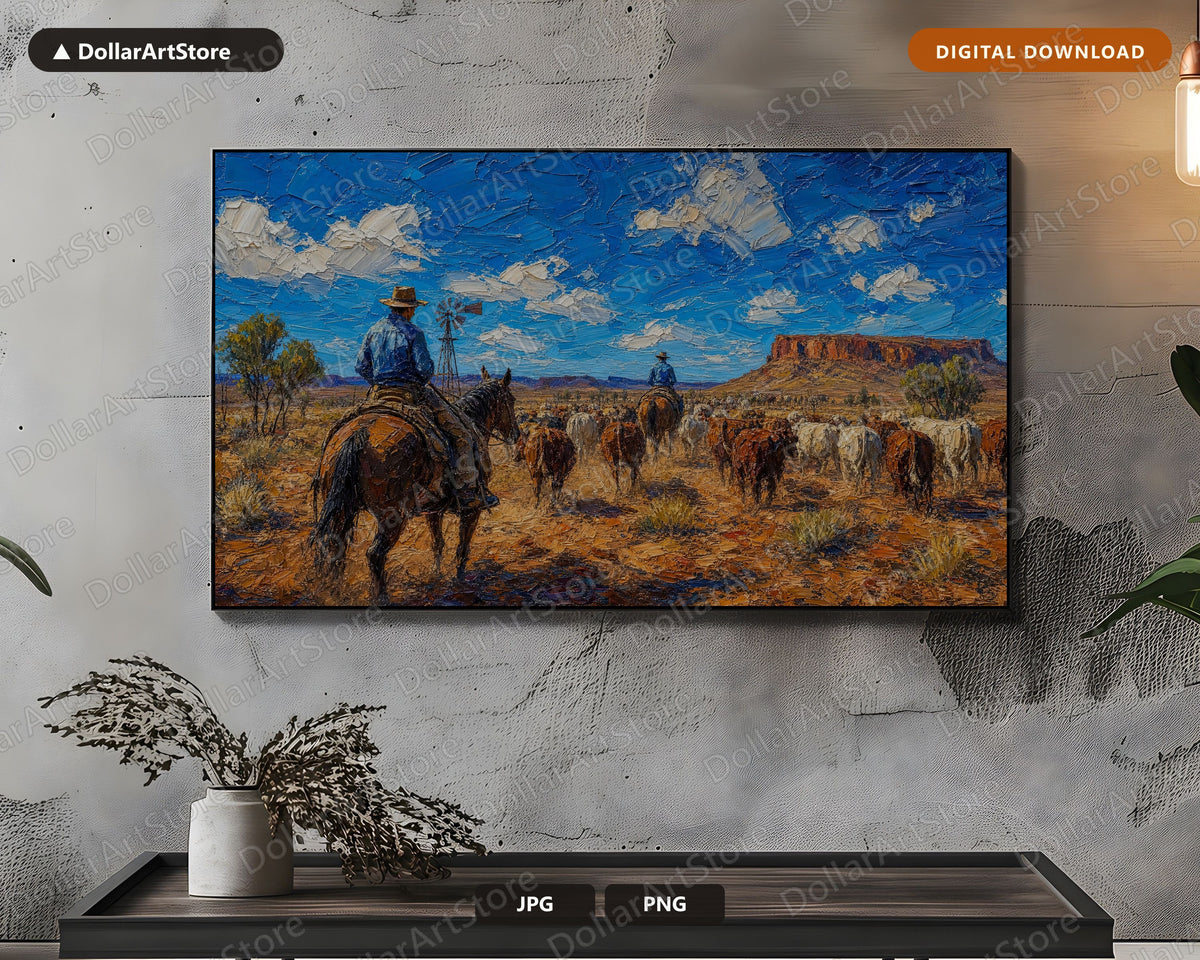 Cozy Outback Station Frame TV Art, Samsung Frame TV Digital Download, 4K Textured Landscape Screensaver