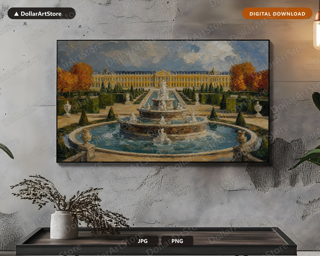 Cozy Palace Garden Frame TV Art, European Baroque Landscape, Samsung Frame TV 4K Digital Download