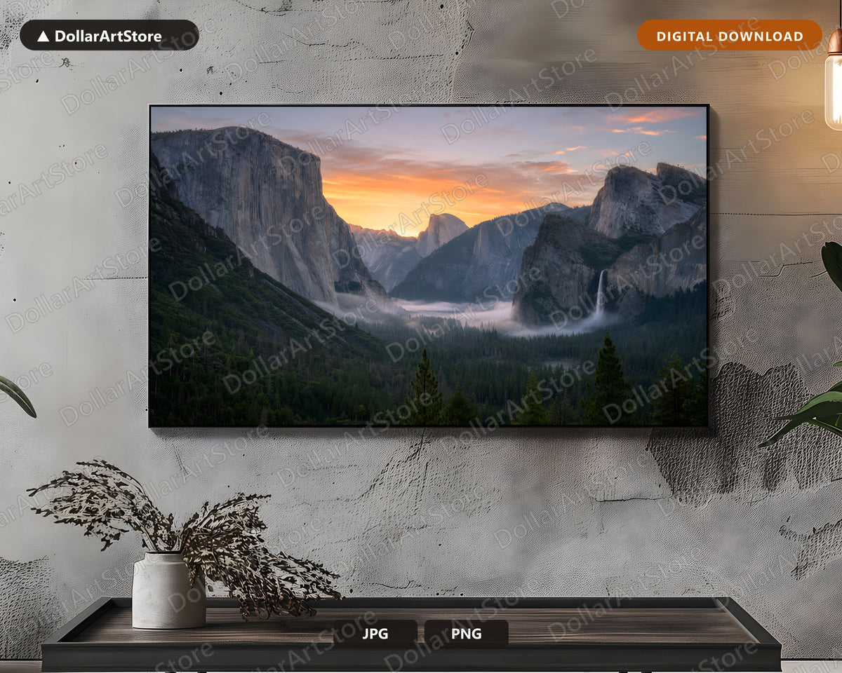 Yosemite Valley Frame TV Art, Samsung Frame TV Digital Download, 4K Landscape Screensaver