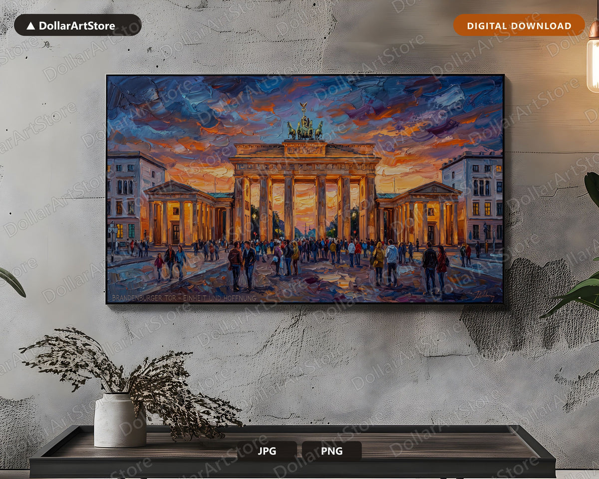 Brandenburg Gate Berlin Frame TV Art, Cozy Textured Landscape, Samsung 4K TV Screensaver Download