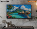 Tropical Overwater Bungalows Frame TV Art, Cozy Island Scenery Samsung TV Download, 4K Landscape Screensaver