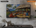 Tropical Fale Village Frame TV Art, Samsung Frame TV Digital Download, 4K Textured Scenery