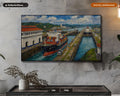 Cozy Panama Canal Frame TV Art, Samsung Frame TV Digital Download, 4K Textured Scenic Art