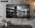 Dark Urban Scenery Frame TV Art, Brooklyn Bridge Samsung TV Download, 4K Black and White Landscape Art