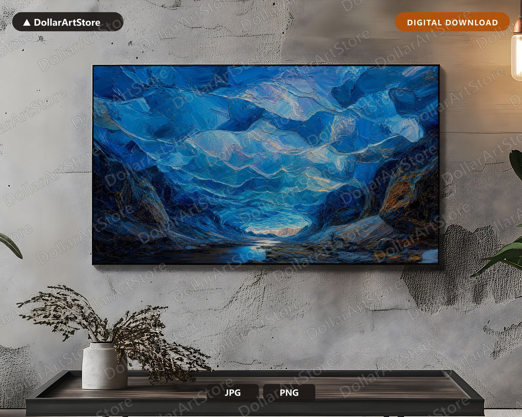 Cozy Arctic Ice Cave Frame TV Art, Samsung Frame TV Digital Download, 4K Textured Scenery