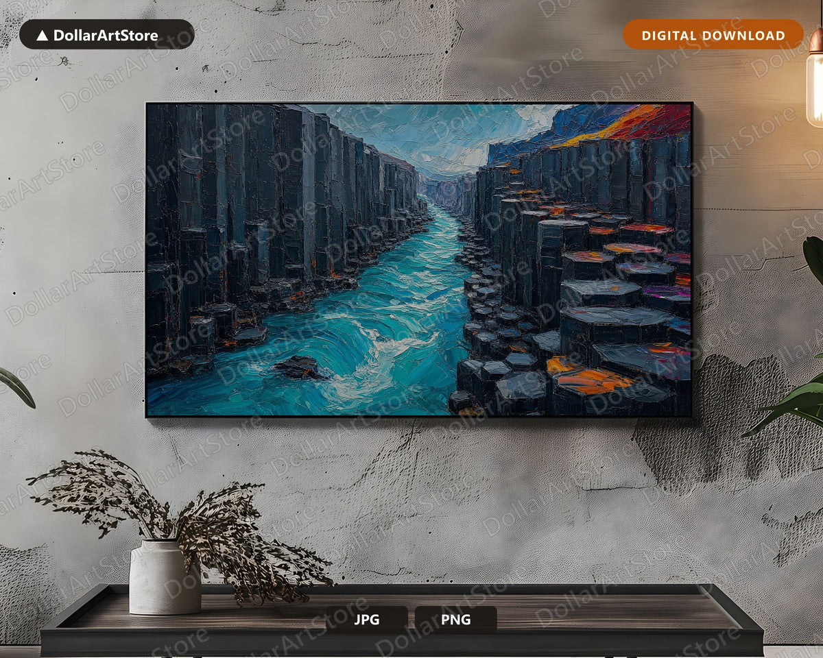 Arctic Canyon Frame TV Art, Turquoise Waters Landscape, Samsung Frame TV Digital Download 4K
