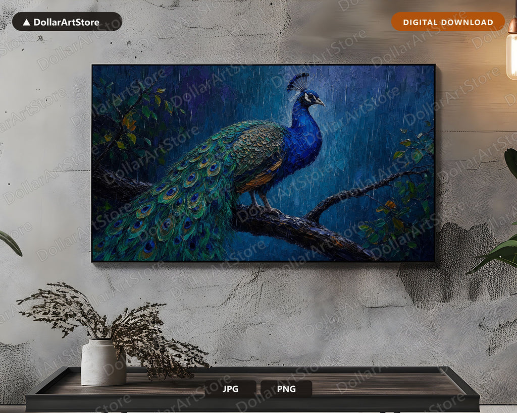 Textured Peacock Wildlife Samsung Frame TV Art | Digital Download