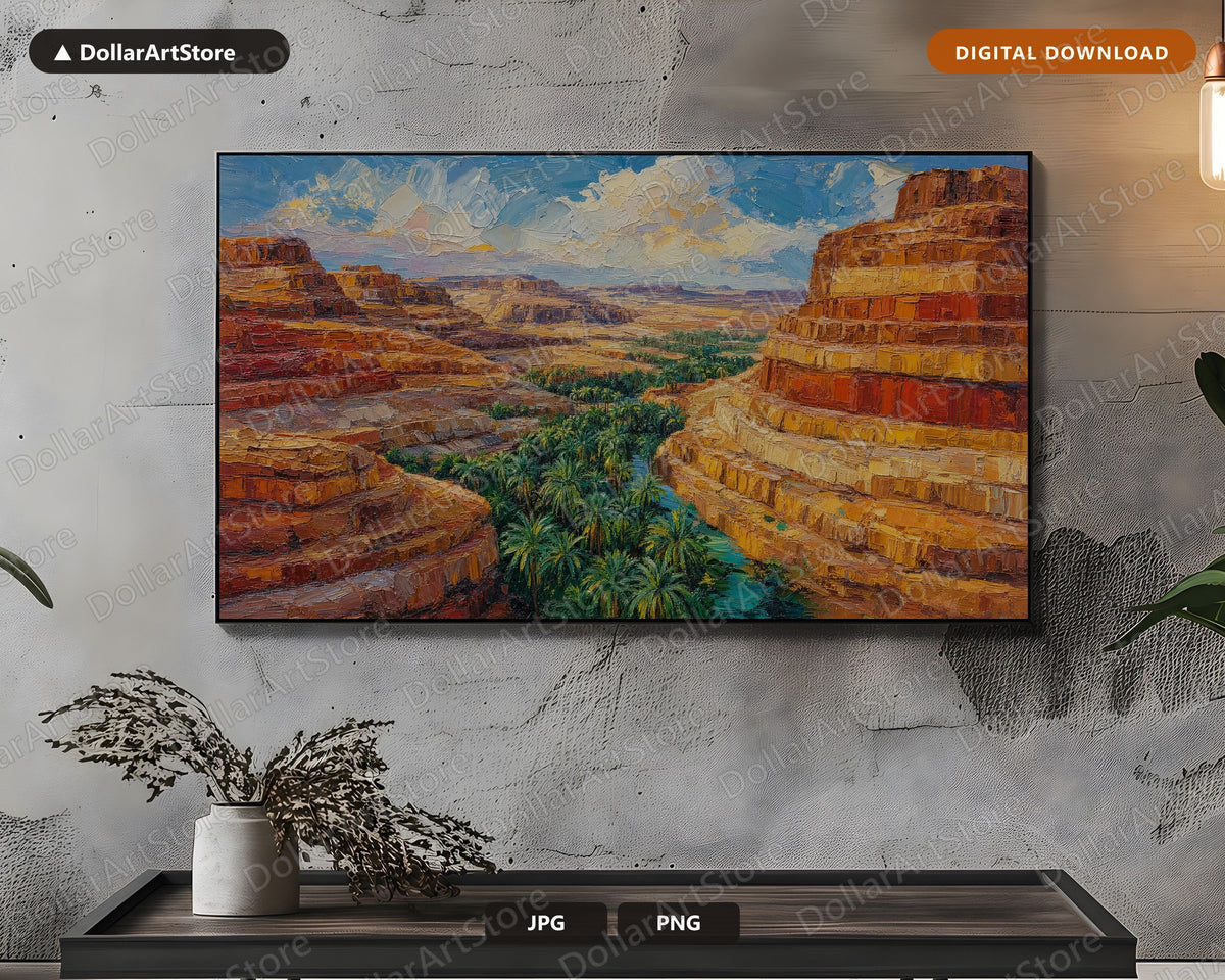 Cozy Earthy Canyon Frame TV Art, Landscape Screensaver for Samsung TV