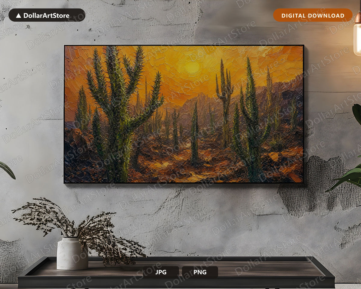 Earthy Desert Landscape Frame TV Art, Golden Hour Scenery, Samsung Frame TV Digital Download 4K