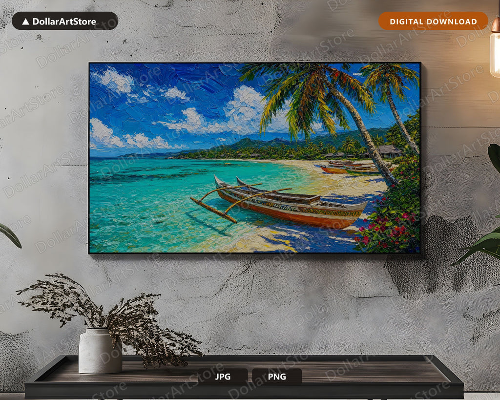 Tropical Beach Frame TV Art, Fiji Coral Coast Samsung Frame Digital Download 4K