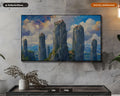 Cozy Textured Landscape Frame TV Art, Meteora Monasteries Greece, Samsung Frame TV Digital Download 4K