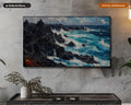 Moody Coastal Scenery Frame TV Art, Samsung Frame TV Digital Download, 4K Textured Ocean Landscape